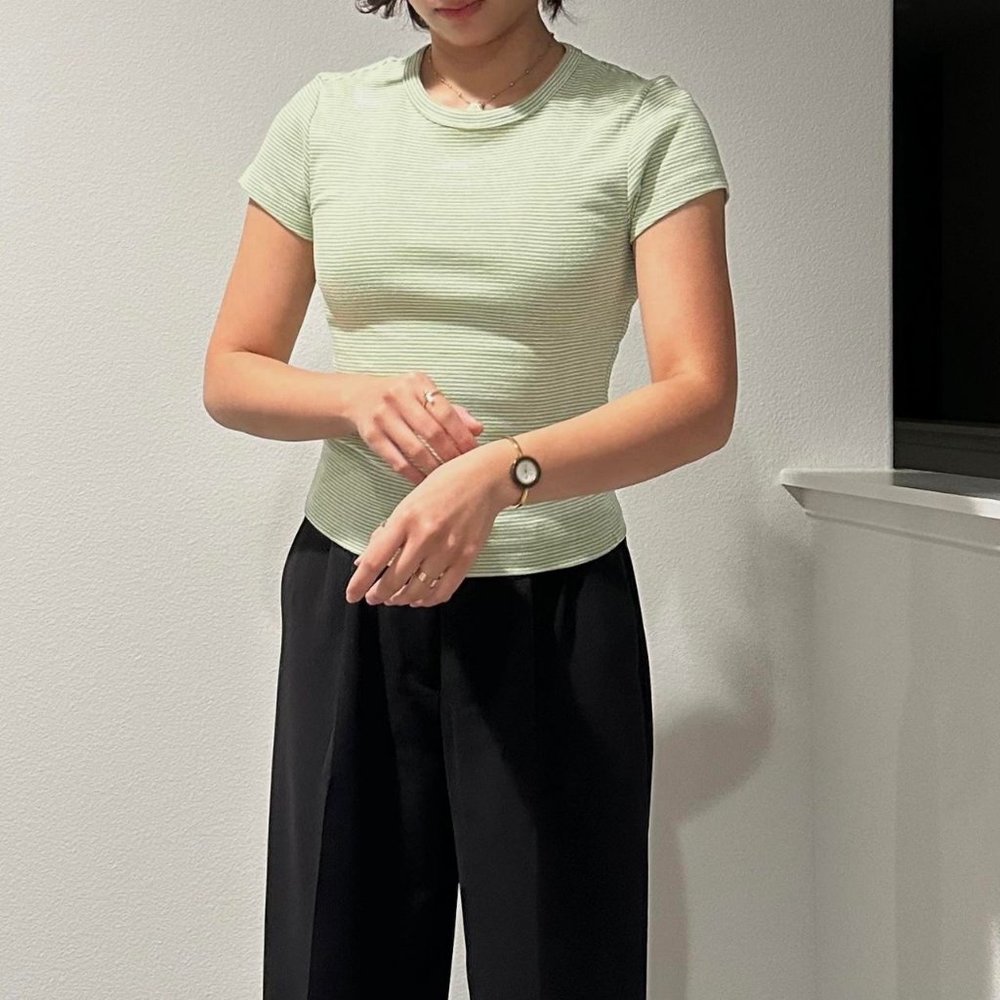 Simple, Striped, Matcha Green T-Shirt from RSQ